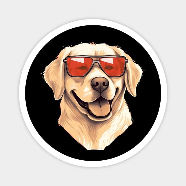 Golden retirever with Maple leafs Canada Flag Magnet by logiamerch